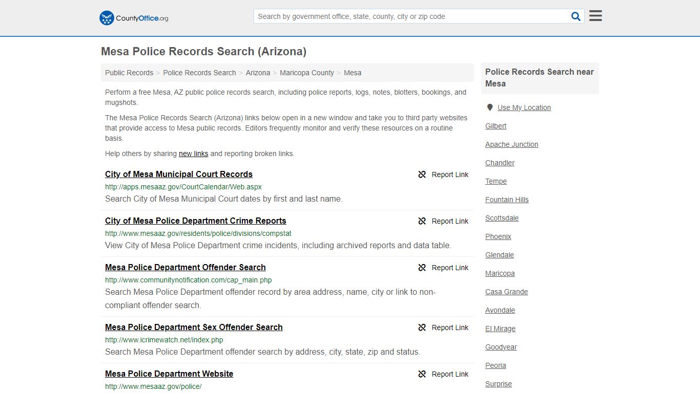 Police Records Search - Mesa, AZ (Accidents & Arrest Records)