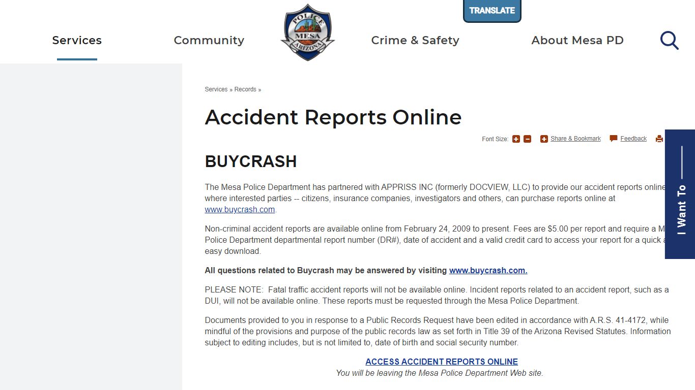 Accident Reports Online | Mesa Police